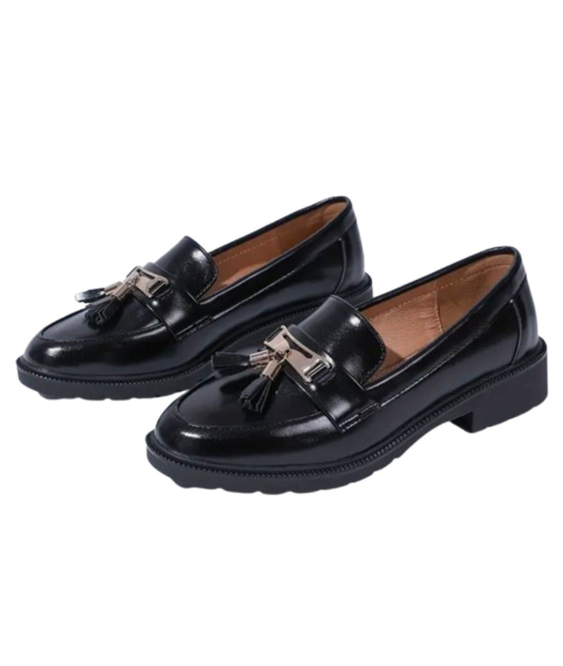 Men’s Tassel Patent Leather Loafers in Deep Black