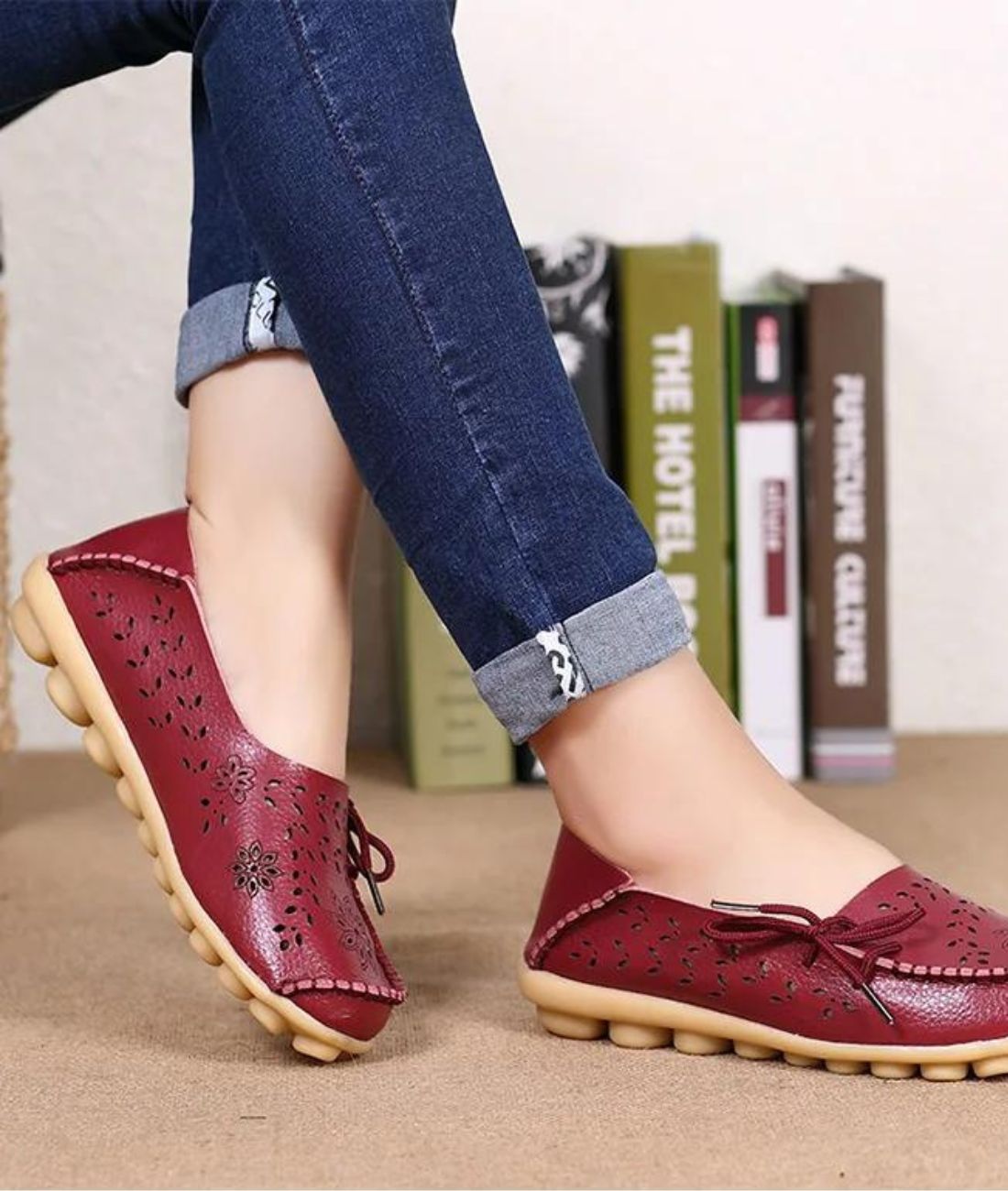 Women’s Slip On Patent Leather Loafers Vermilion Red