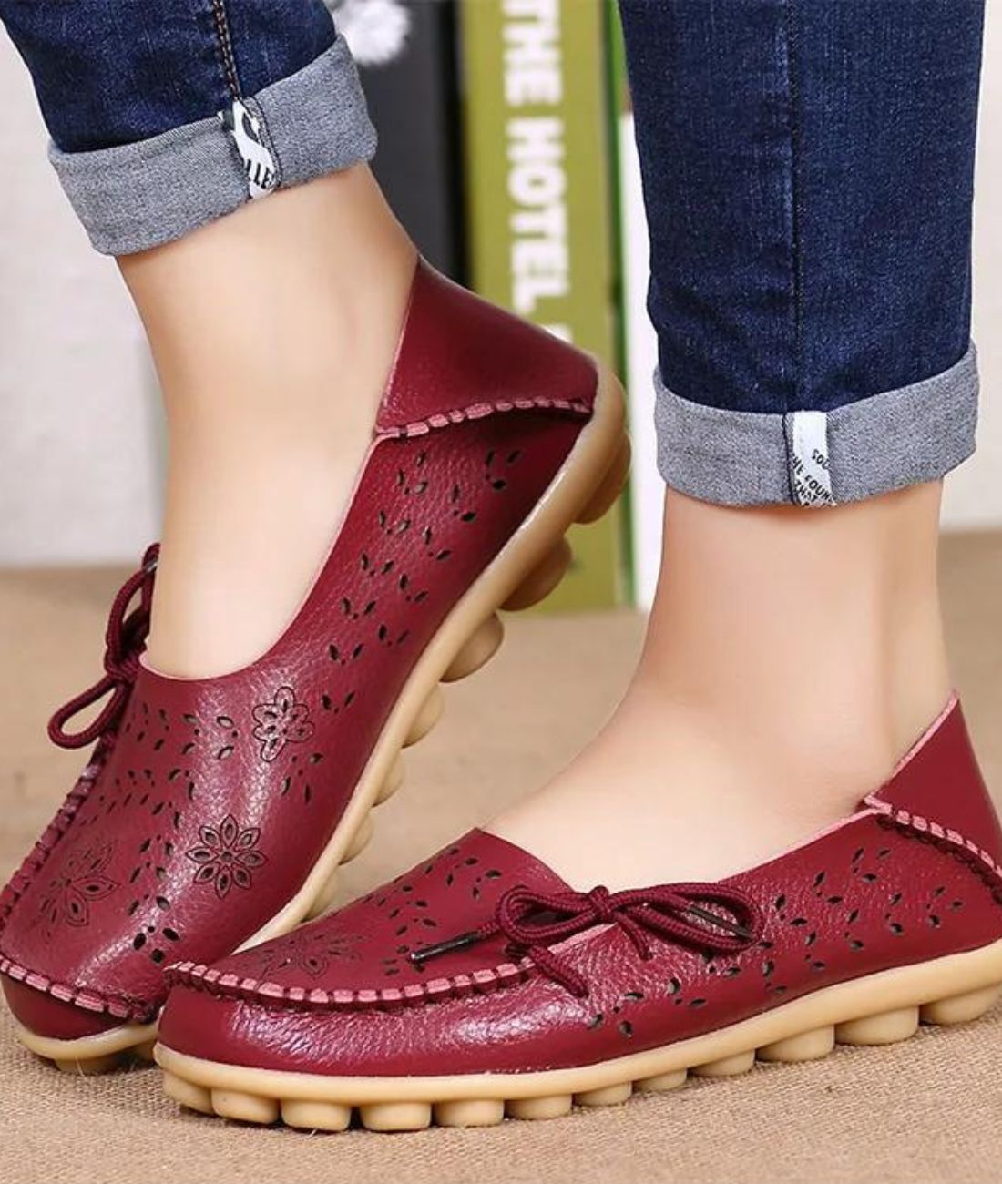 Women’s Slip On Patent Leather Loafers Vermilion Red