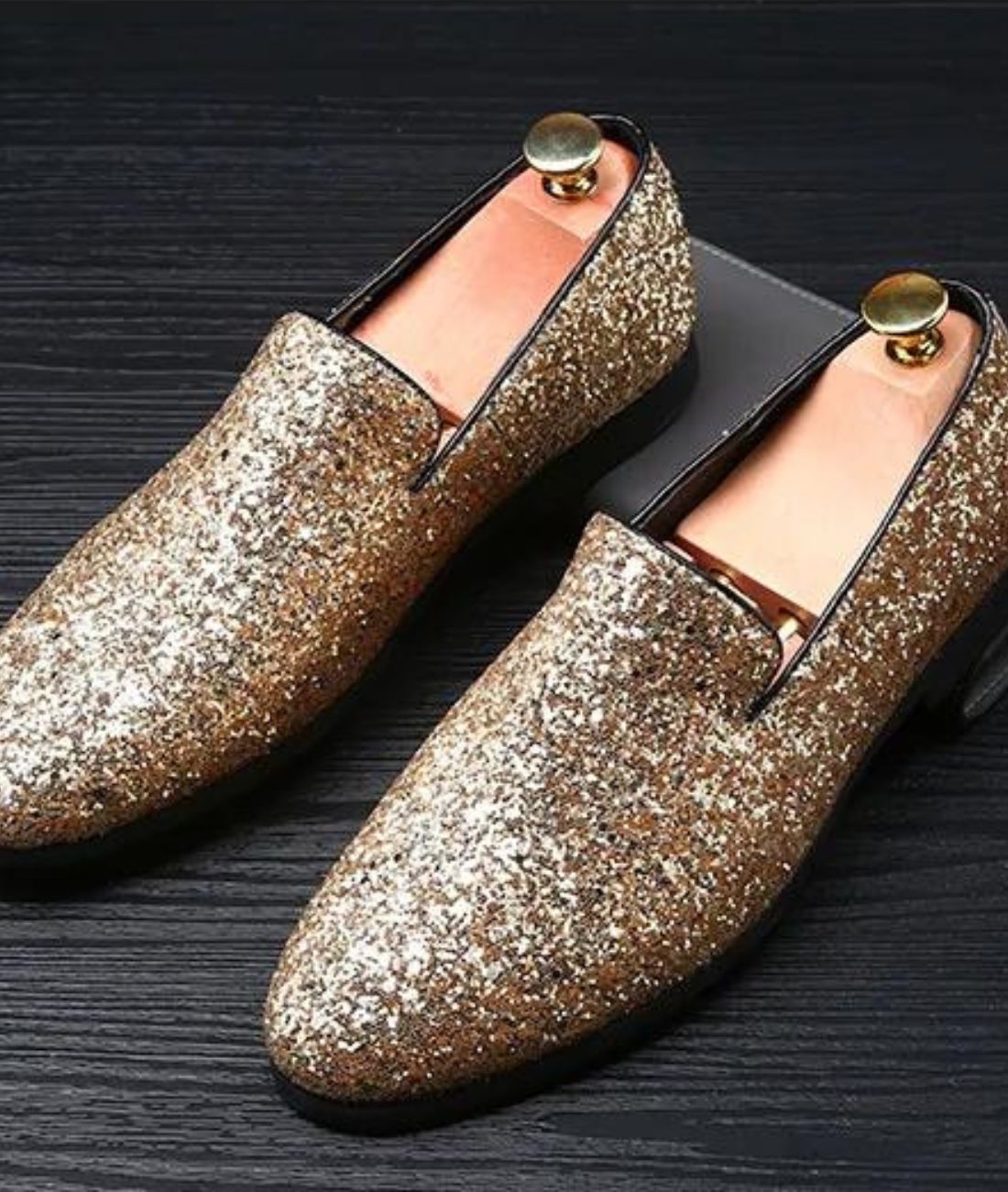 Men’s Platform Synthetic Leather Loafers Deep Black