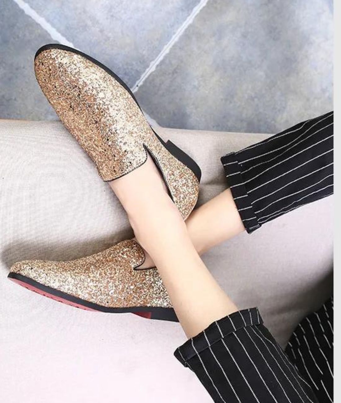 Men’s Platform Synthetic Leather Loafers Deep Black