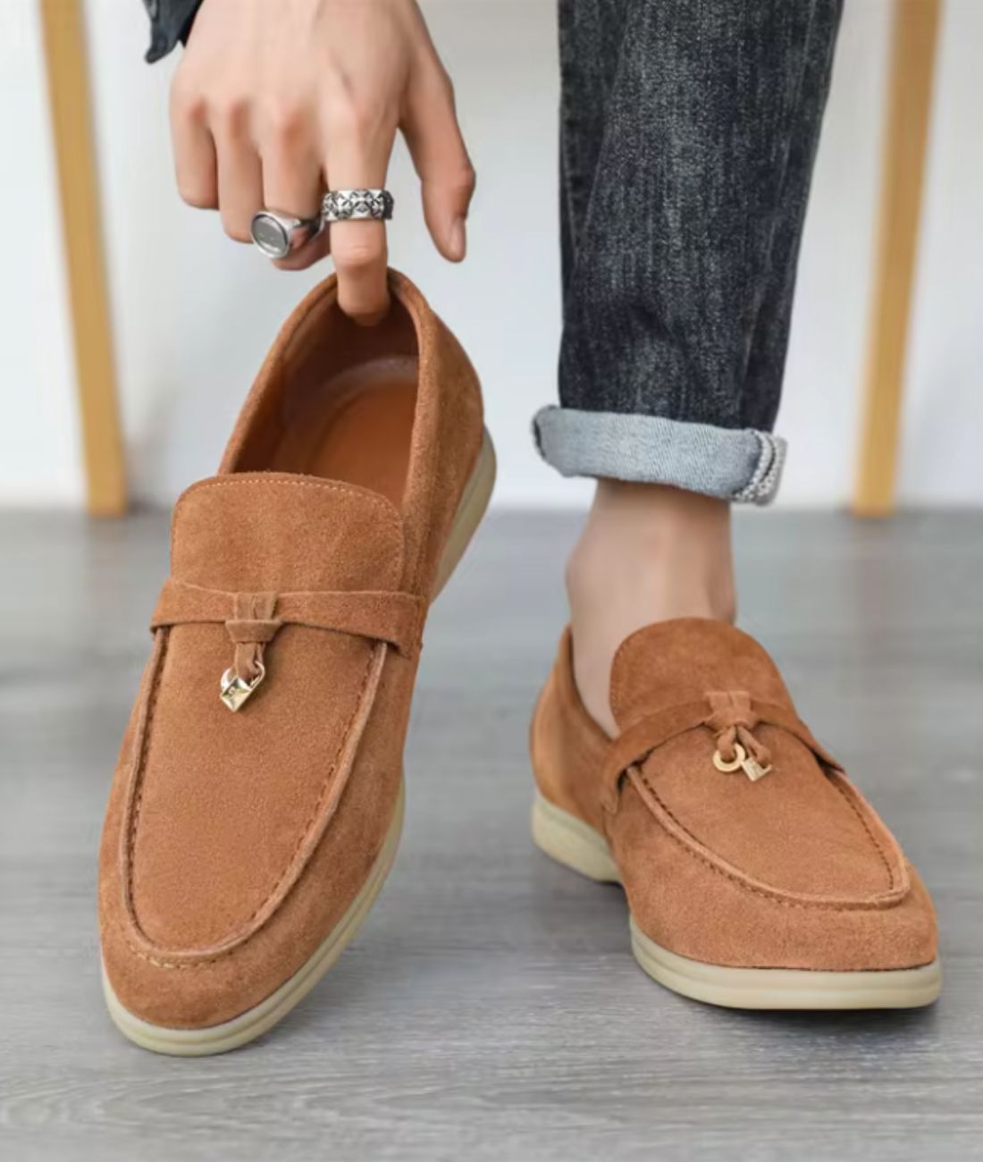 Men’s Tassel Suede Loafers Coffee Brown