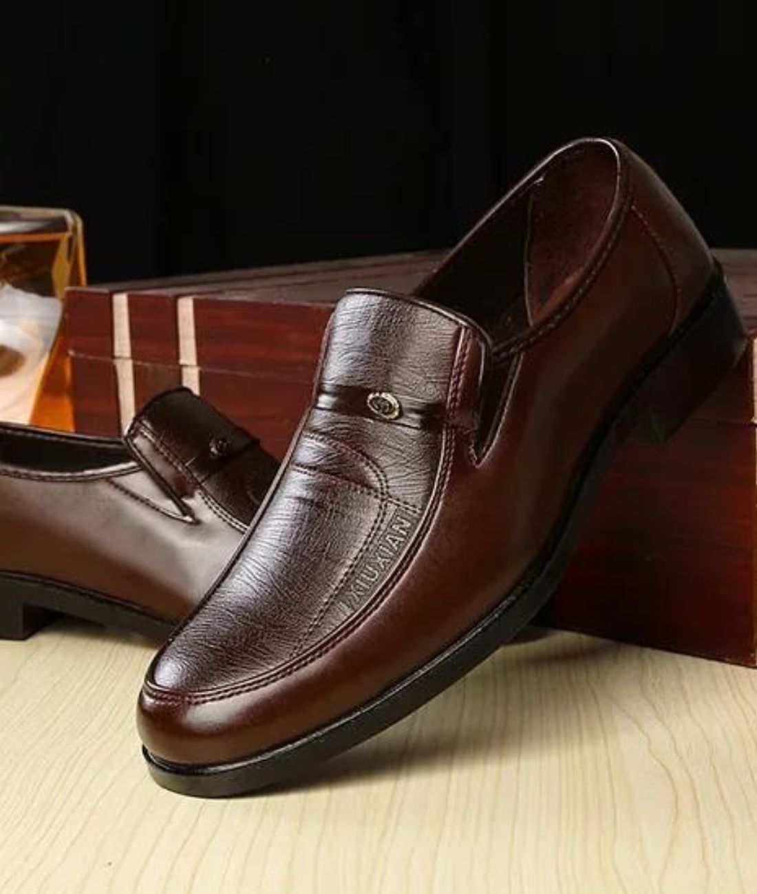Men’s Slip On Leather Loafers Coffee Brown