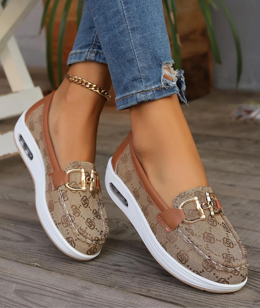 Women’s Platform Leather Loafers Coffee Brown