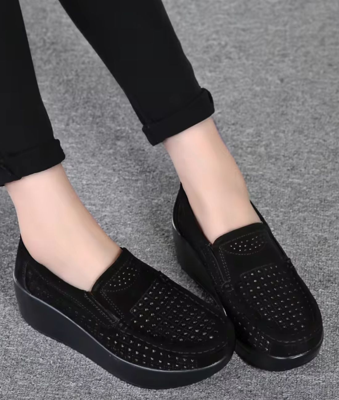 Women’s Slip On Patent Leather Loafers Deep Black