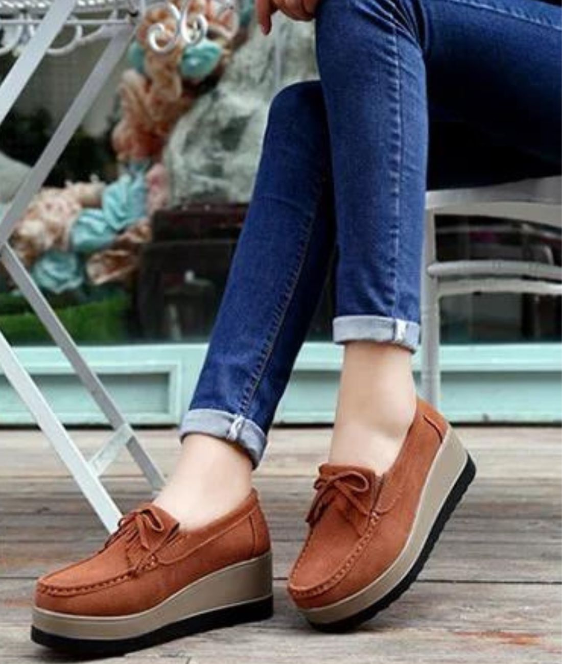 Women’s Slip On Patent Leather Loafers Cognac Brown