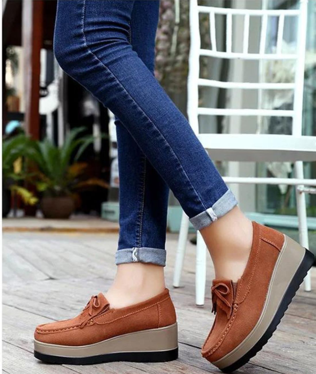 Women’s Slip On Patent Leather Loafers Cognac Brown