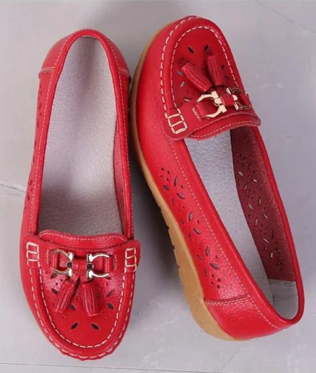 Women’s Tassel Patent Leather Loafers Vermilion Red