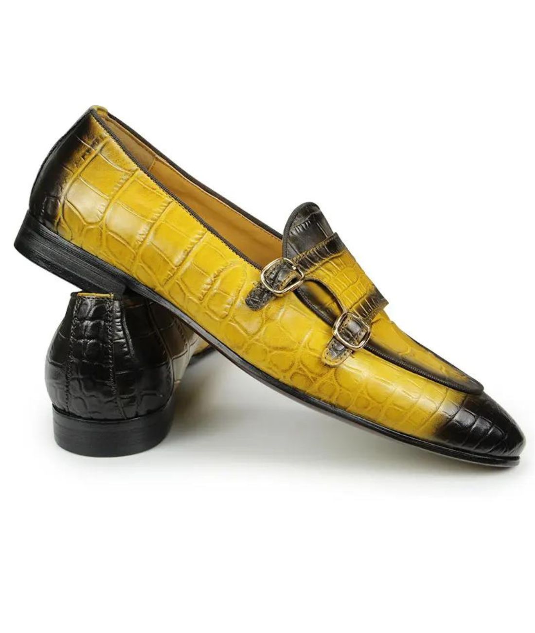 Men’s Slip On Patent Leather Loafers Cognac Brown