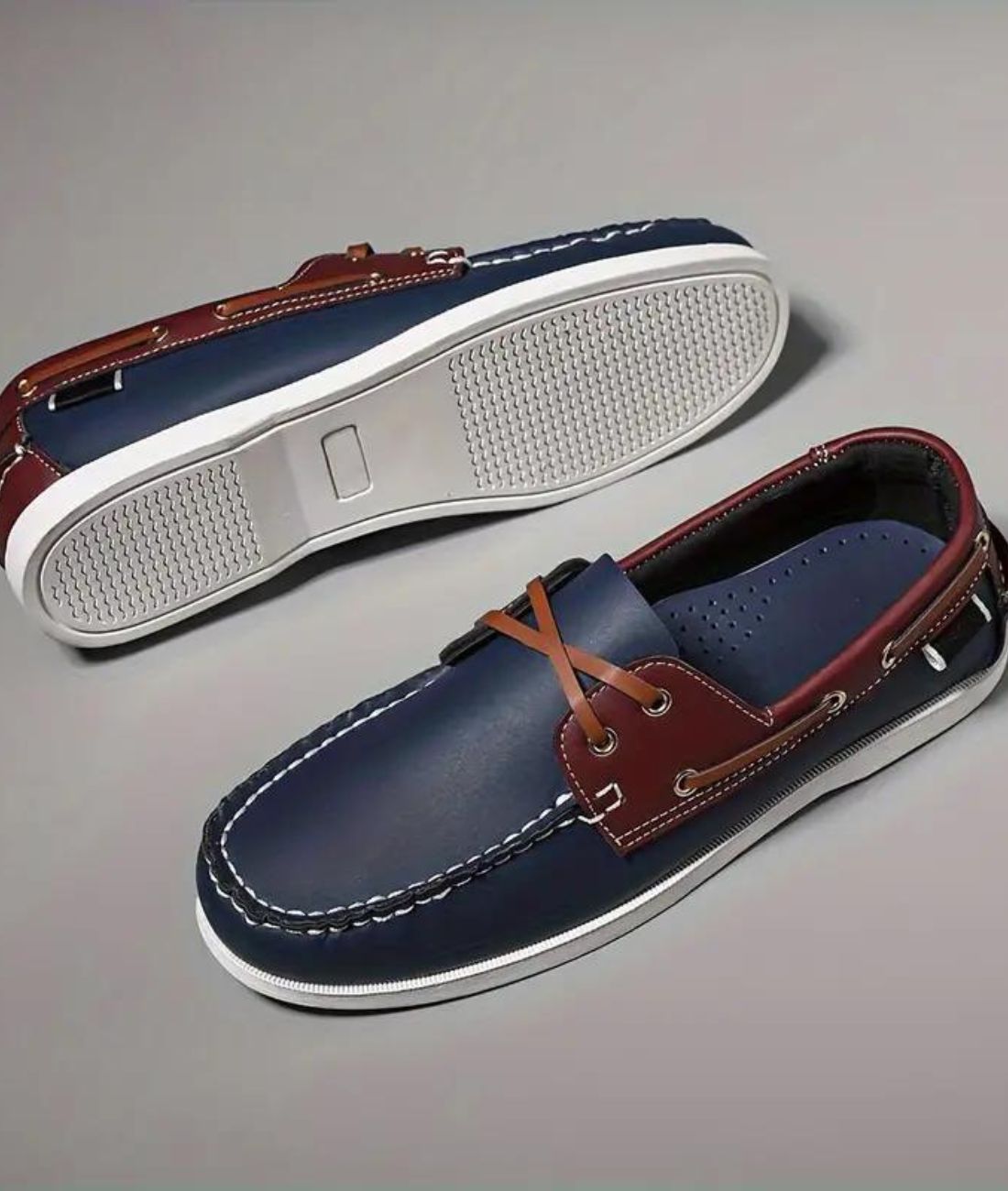 Men’s Lace Up Leather Loafers Navy
