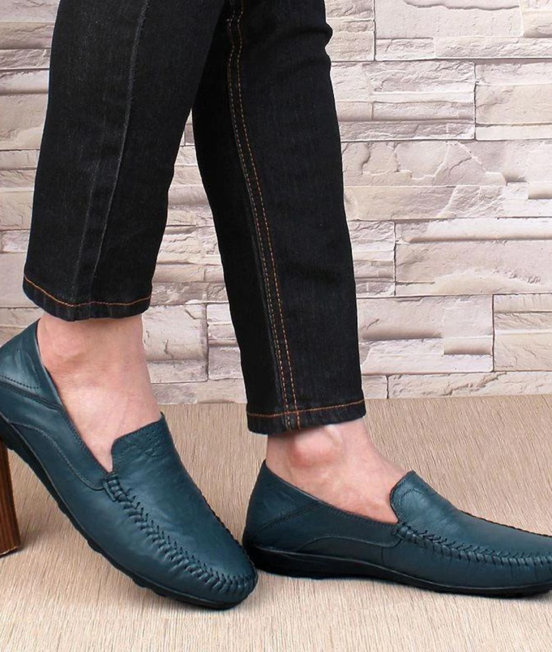 Women’s Slip On Leather Loafers Blue