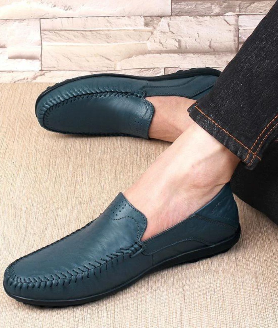 Women’s Slip On Leather Loafers Blue