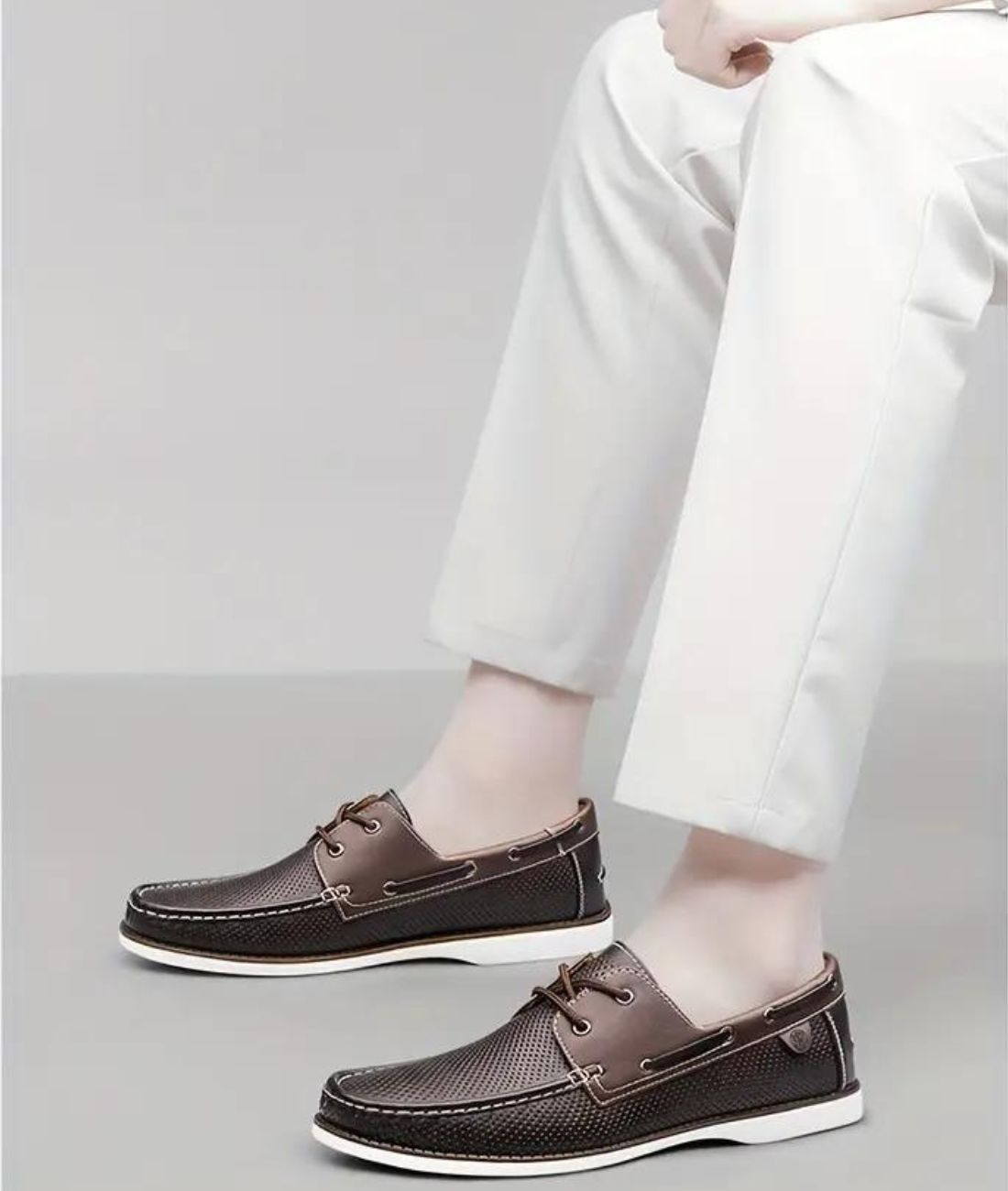 Men’s Lace Up Patent Leather Loafers Coffee Brown