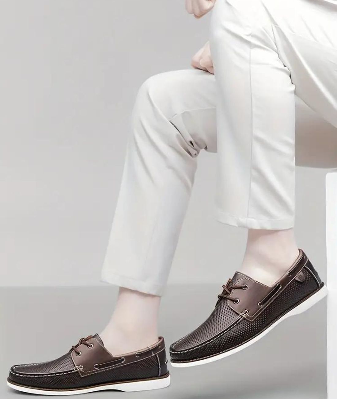 Men’s Lace Up Patent Leather Loafers Coffee Brown