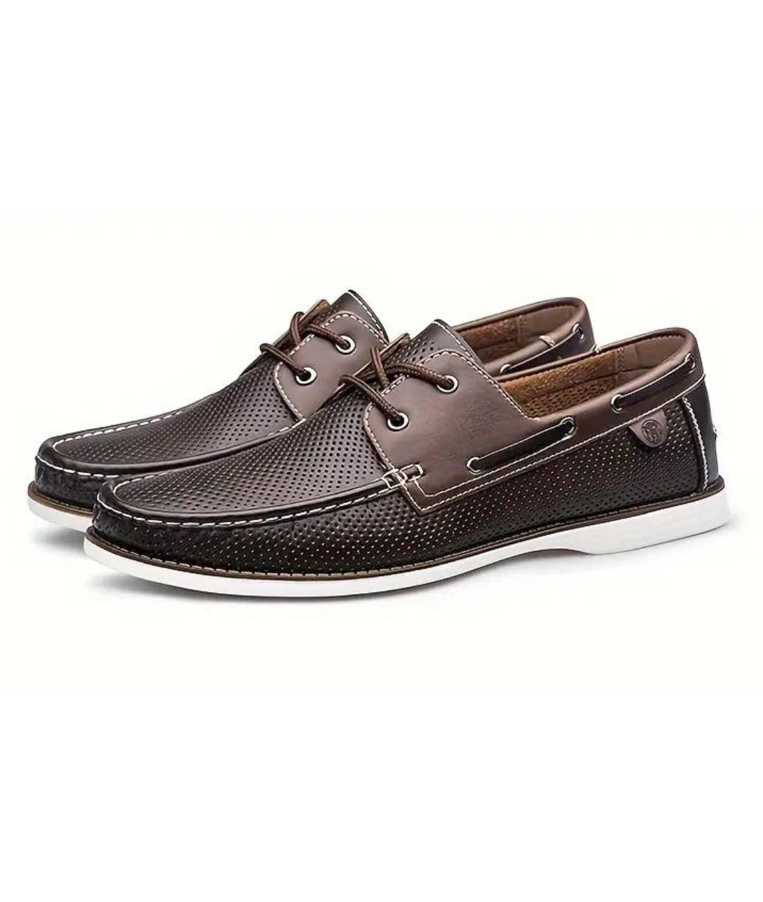 Men’s Lace Up Patent Leather Loafers Coffee Brown