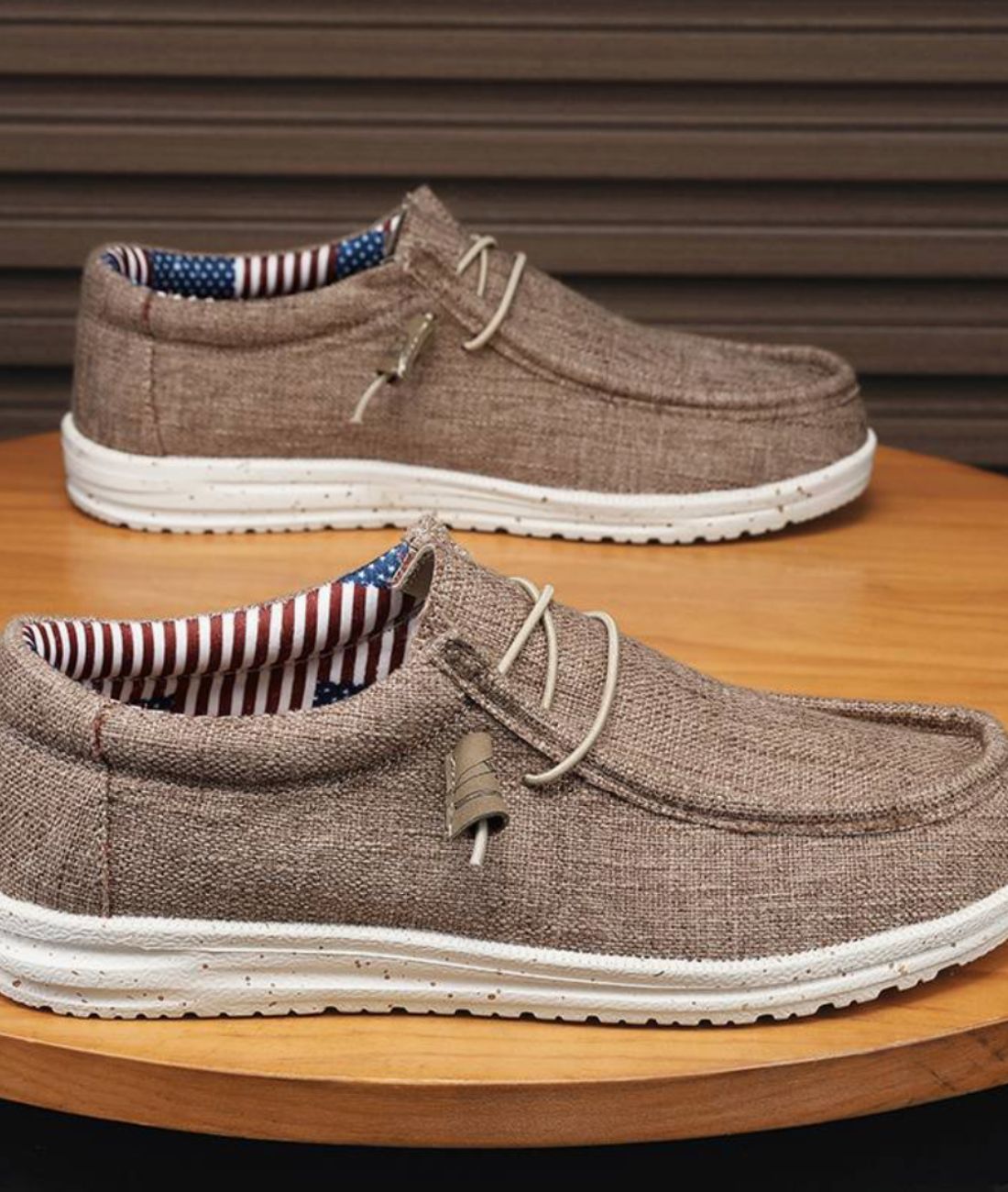 Men’s Slip On Toe Synthetic Leather Loafers Coffee Brown
