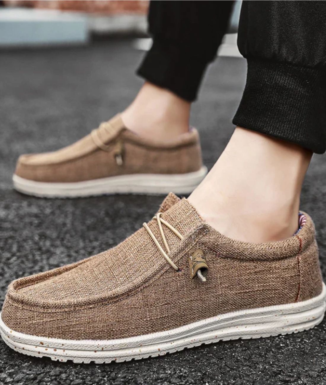 Men’s Slip On Toe Synthetic Leather Loafers Coffee Brown