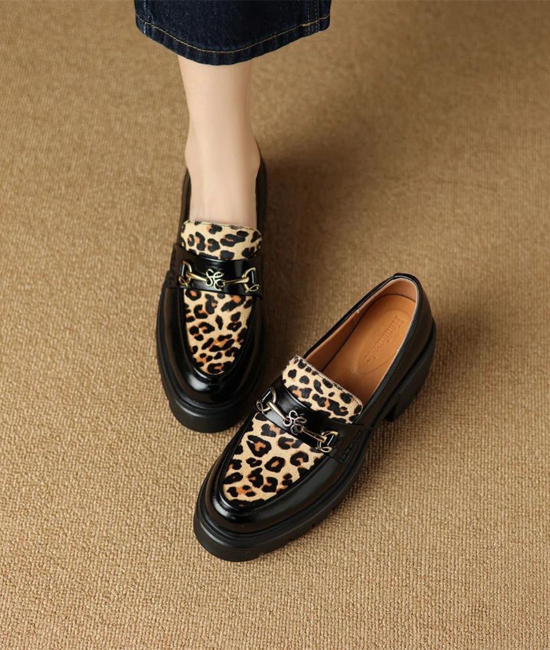 Women’s Platform Patent Leather Loafers Deep Black