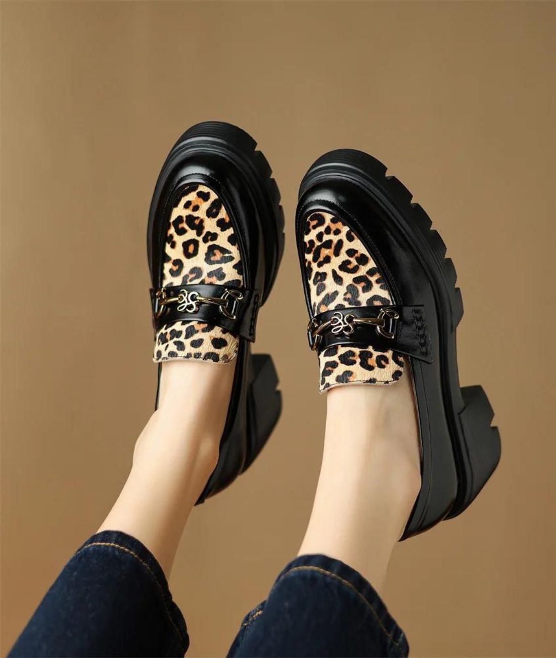Women’s Platform Patent Leather Loafers Deep Black