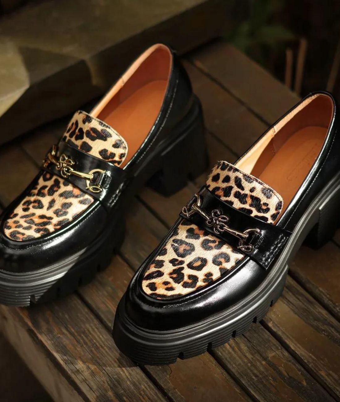 Women’s Platform Patent Leather Loafers Deep Black