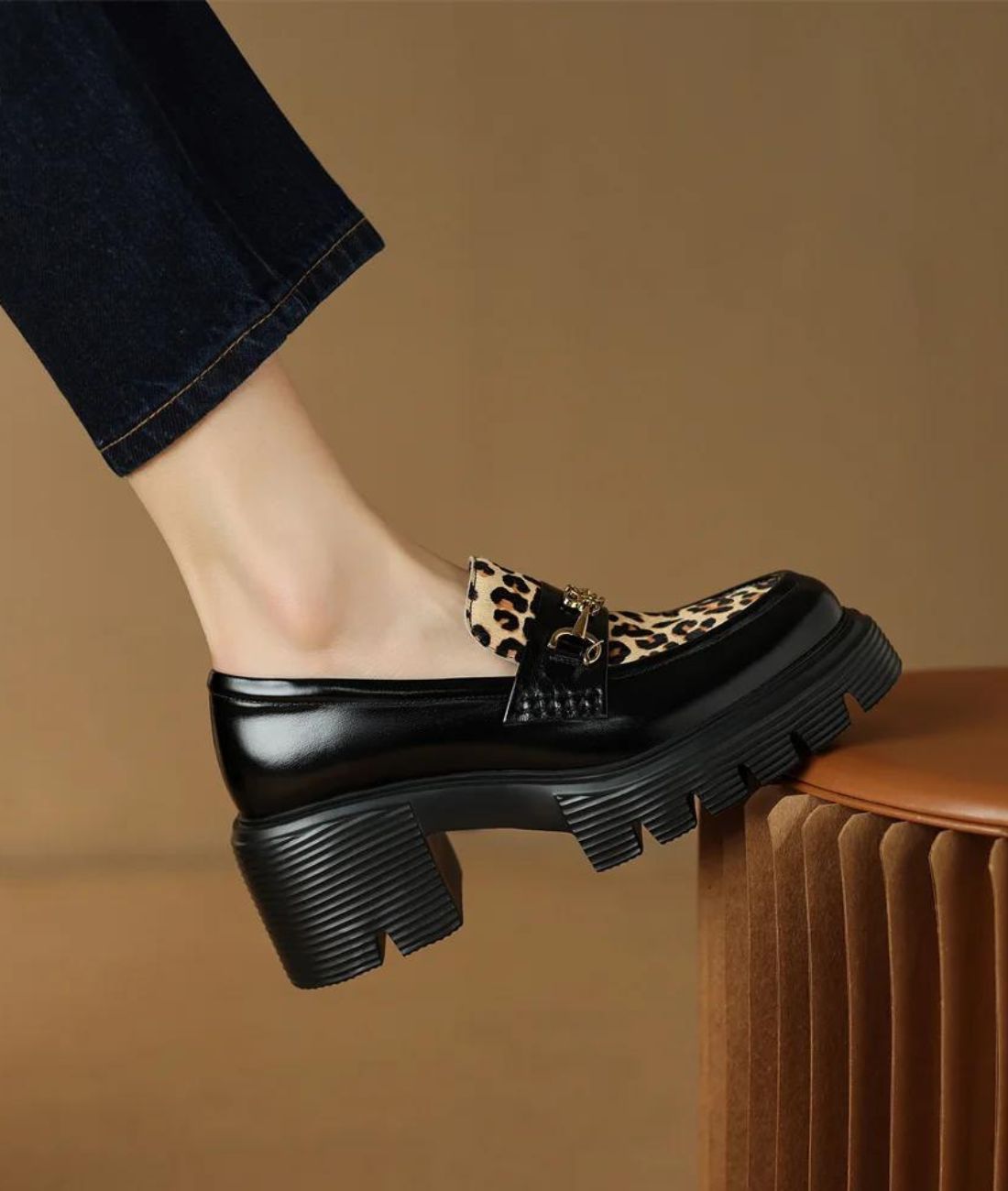 Women’s Platform Patent Leather Loafers Deep Black