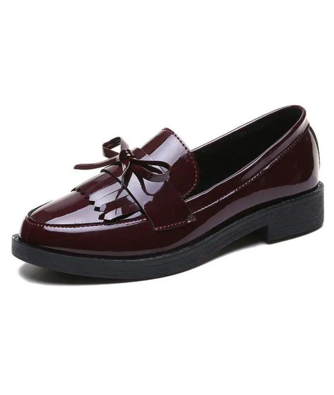 Women’s Pointed Patent Leather Loafers Burgundy