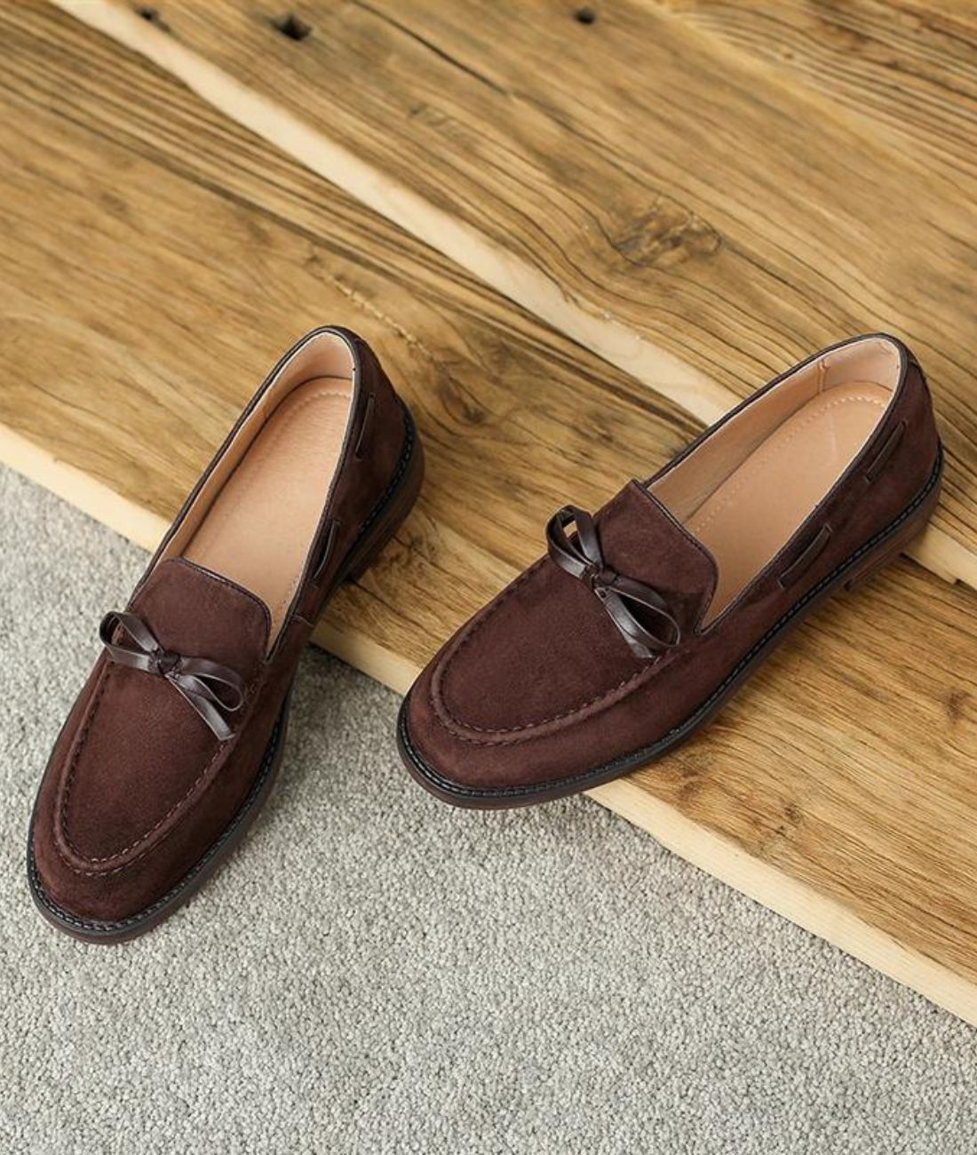 Women’s Round Toe Tassel Patent Leather Loafers Coffee Brown