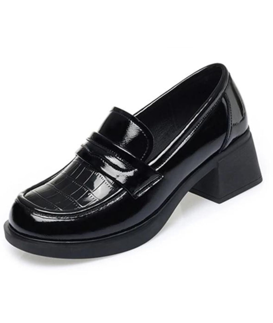 Women’s Platform Patent Leather Loafers Deep Black