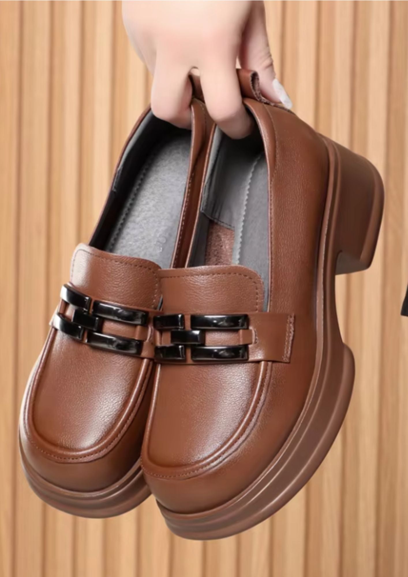 Women’s Chunky Leather Loafers Coffee Brown