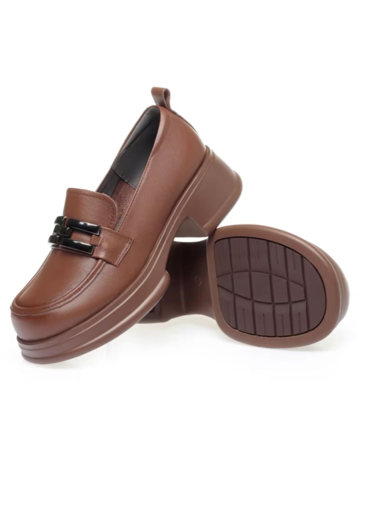 Women’s Chunky Leather Loafers Coffee Brown