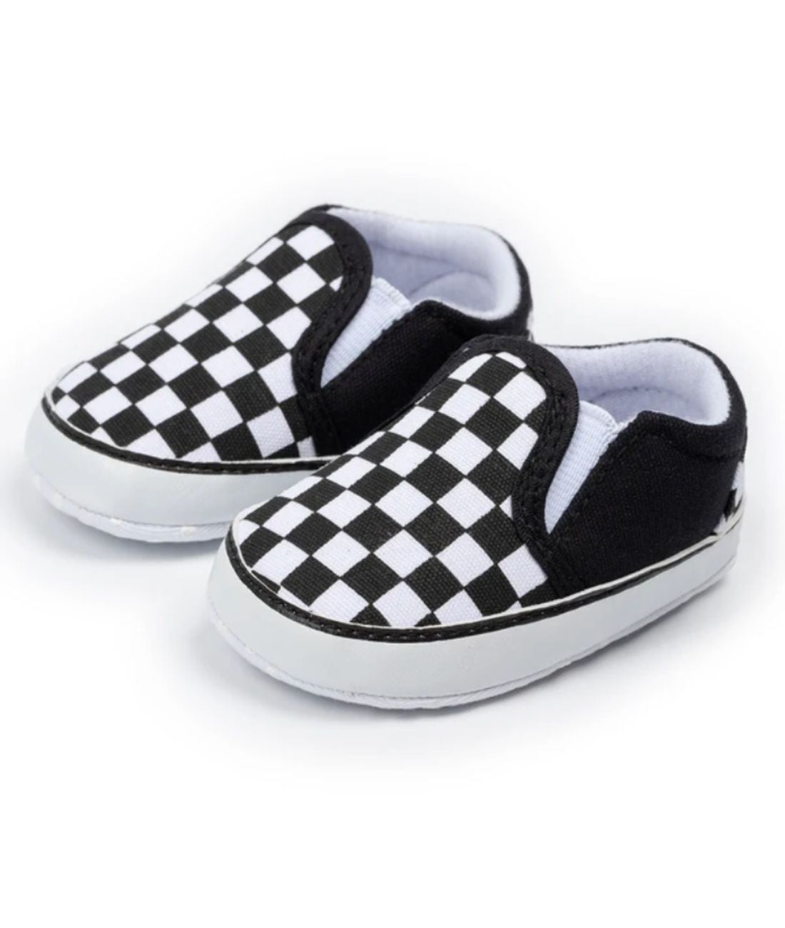 Baby Slip On Patent Leather Loafers Deep Black Off White