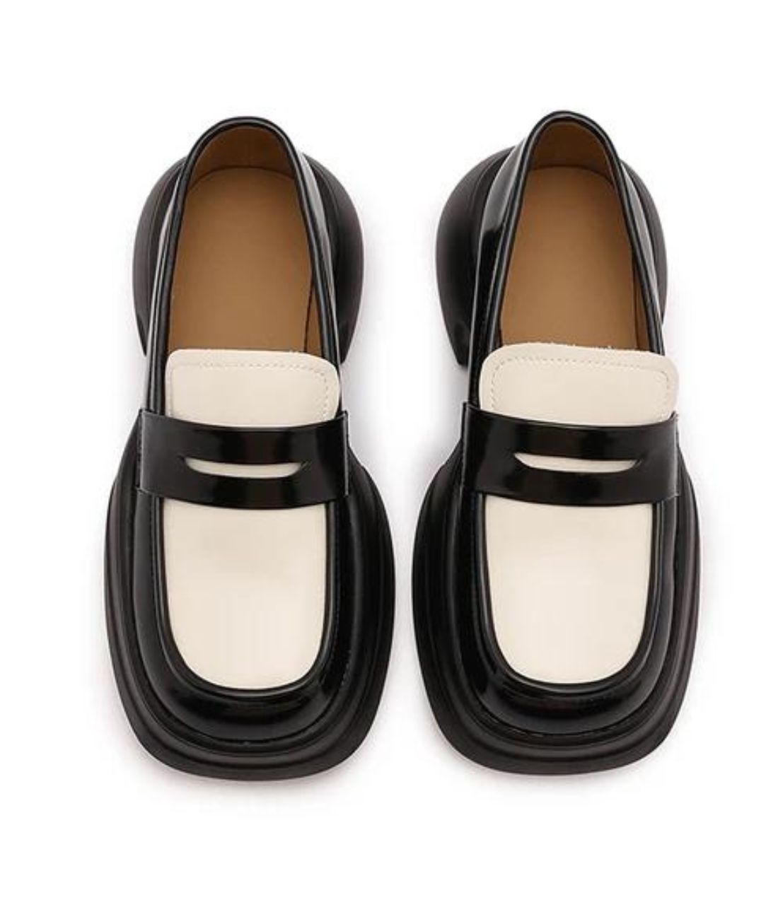 Womens Platform Patent Leather Loafers Deep Black