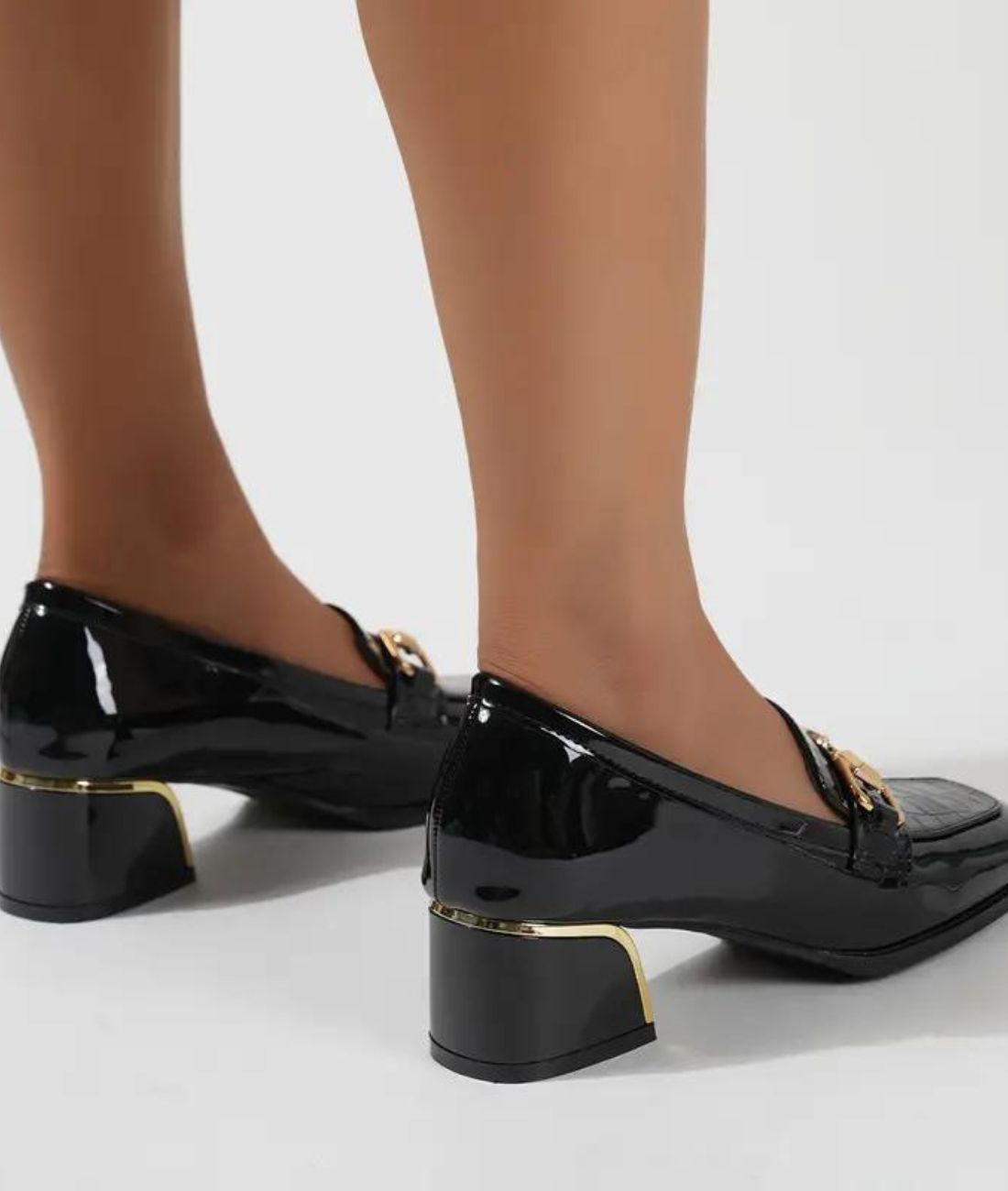 Women’s Heeled Patent Leather Loafers Deep Black