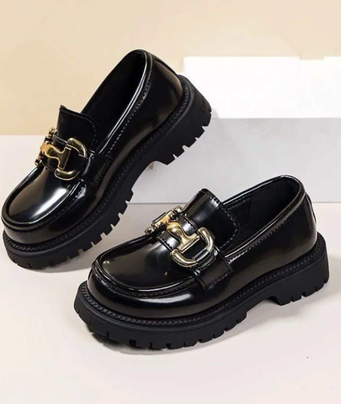 Women’s Chunky Patent Leather Loafers Deep Black