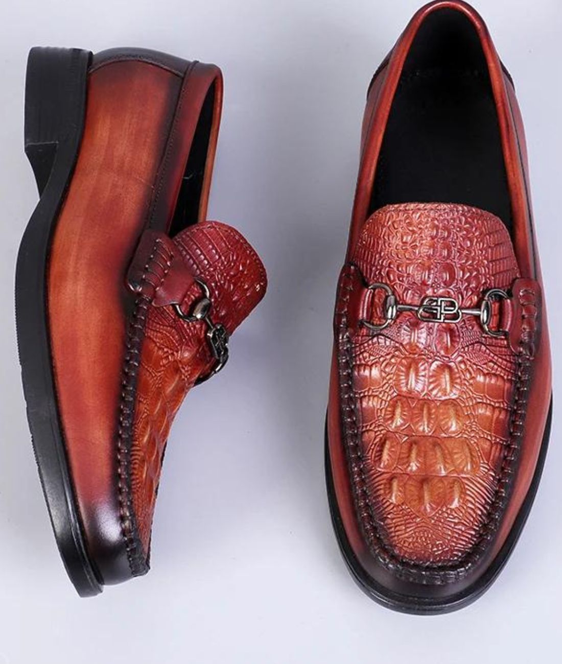 Men’s Horsebit Patent Leather Loafers Vermilion Red