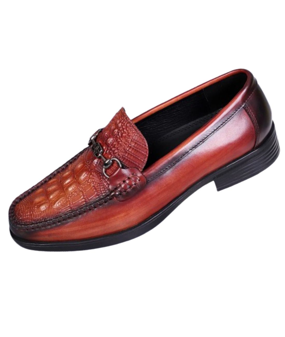 Men’s Horsebit Patent Leather Loafers Vermilion Red
