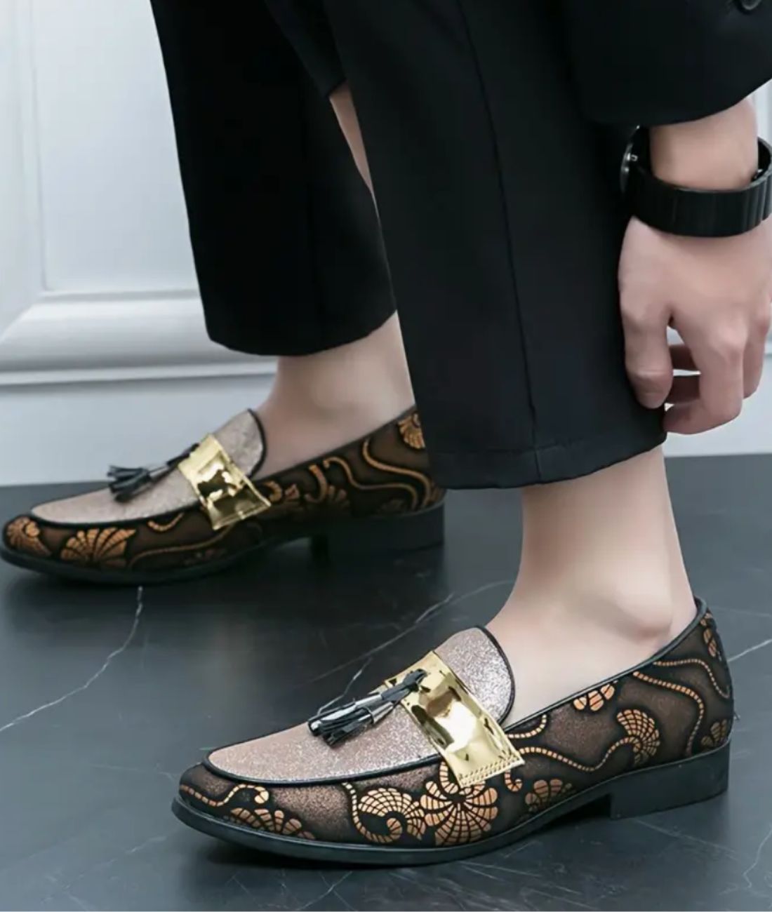 Men’s Slip On Patent Leather Loafers Deep Black