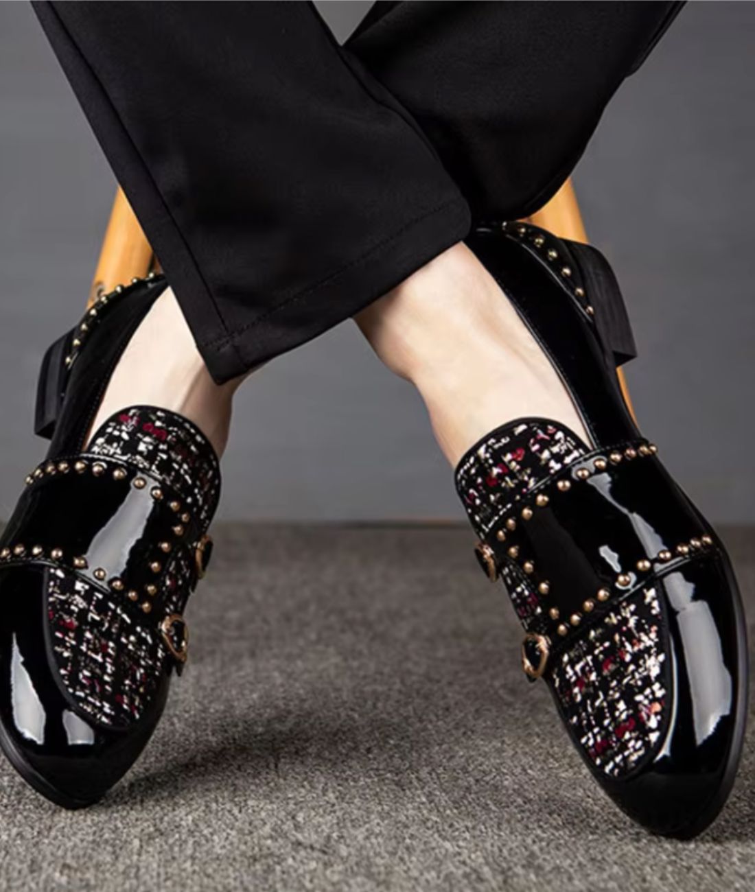 Women’s Low Heel Slip On Patent Leather Loafers Deep Black