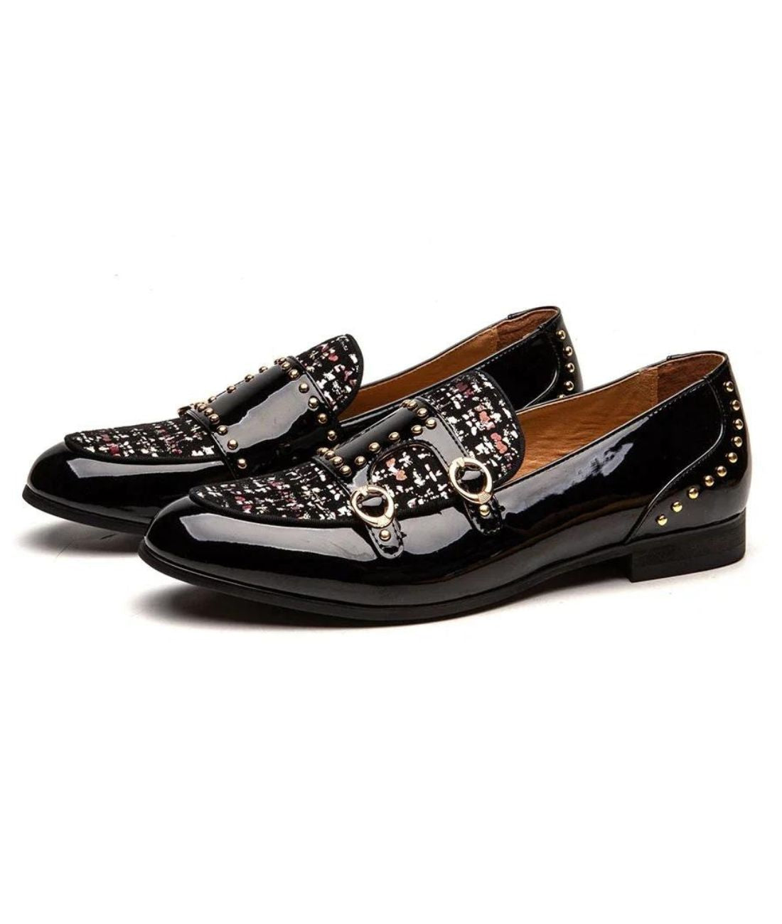 Women’s Low Heel Slip On Patent Leather Loafers Deep Black