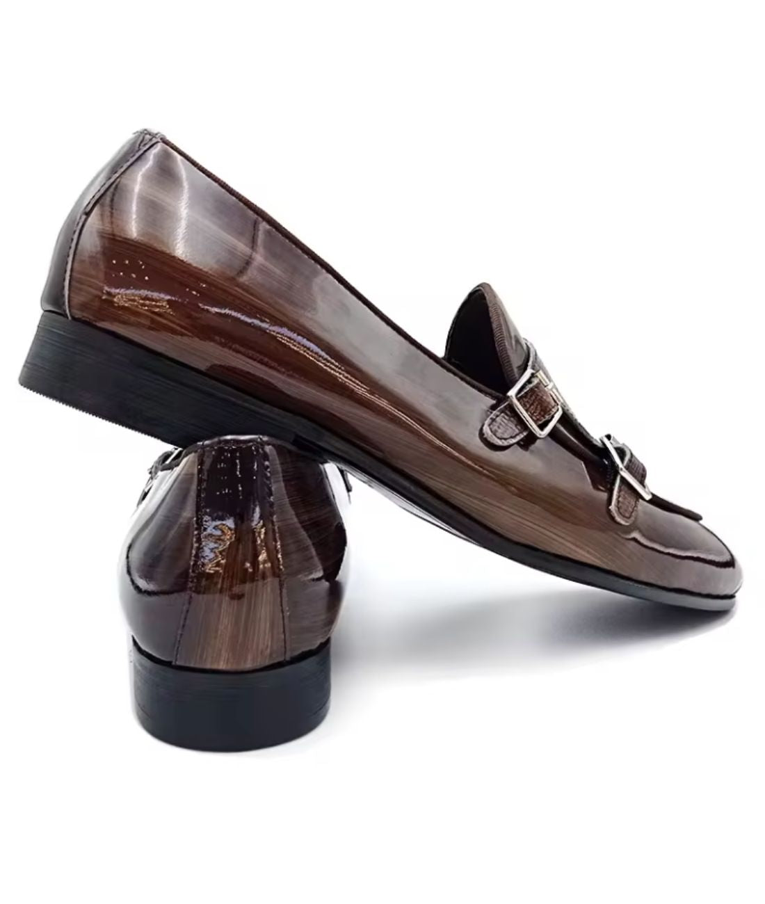 Men’s Slip On Patent Leather Loafers Coffee Brown