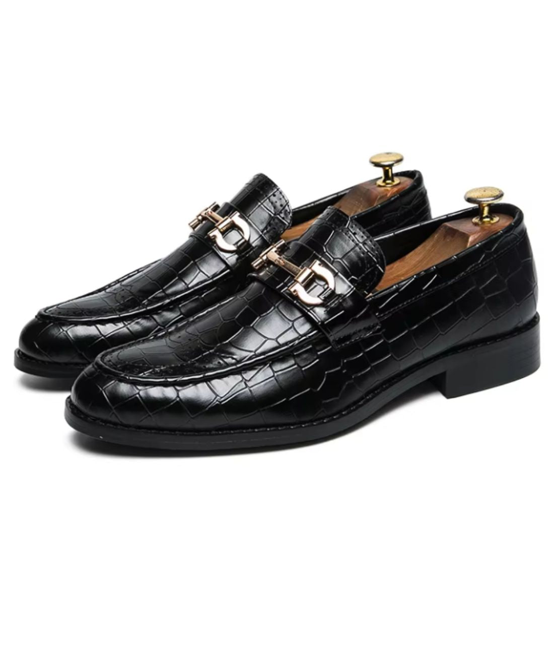 Men’s Horsebit Slip On Patent Leather Loafers Deep Black