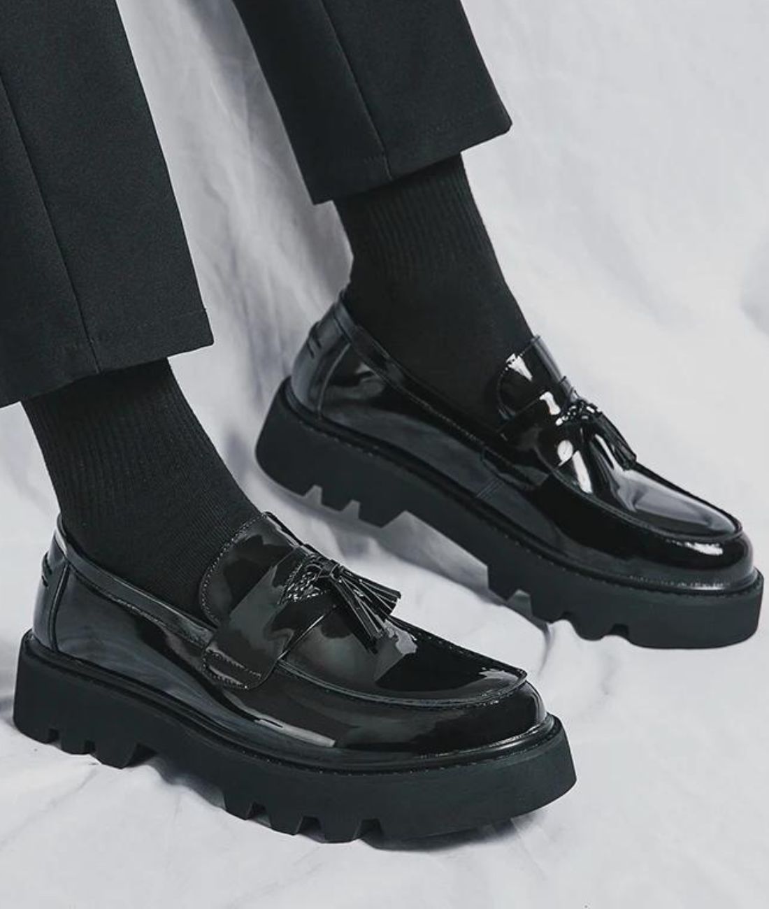 Women’s Tassel Patent Leather Loafers Deep Black