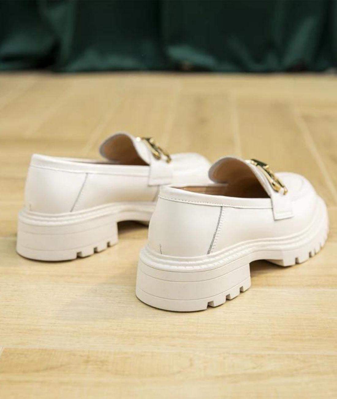 Women’s Horsebit Patent Leather Loafers Off White