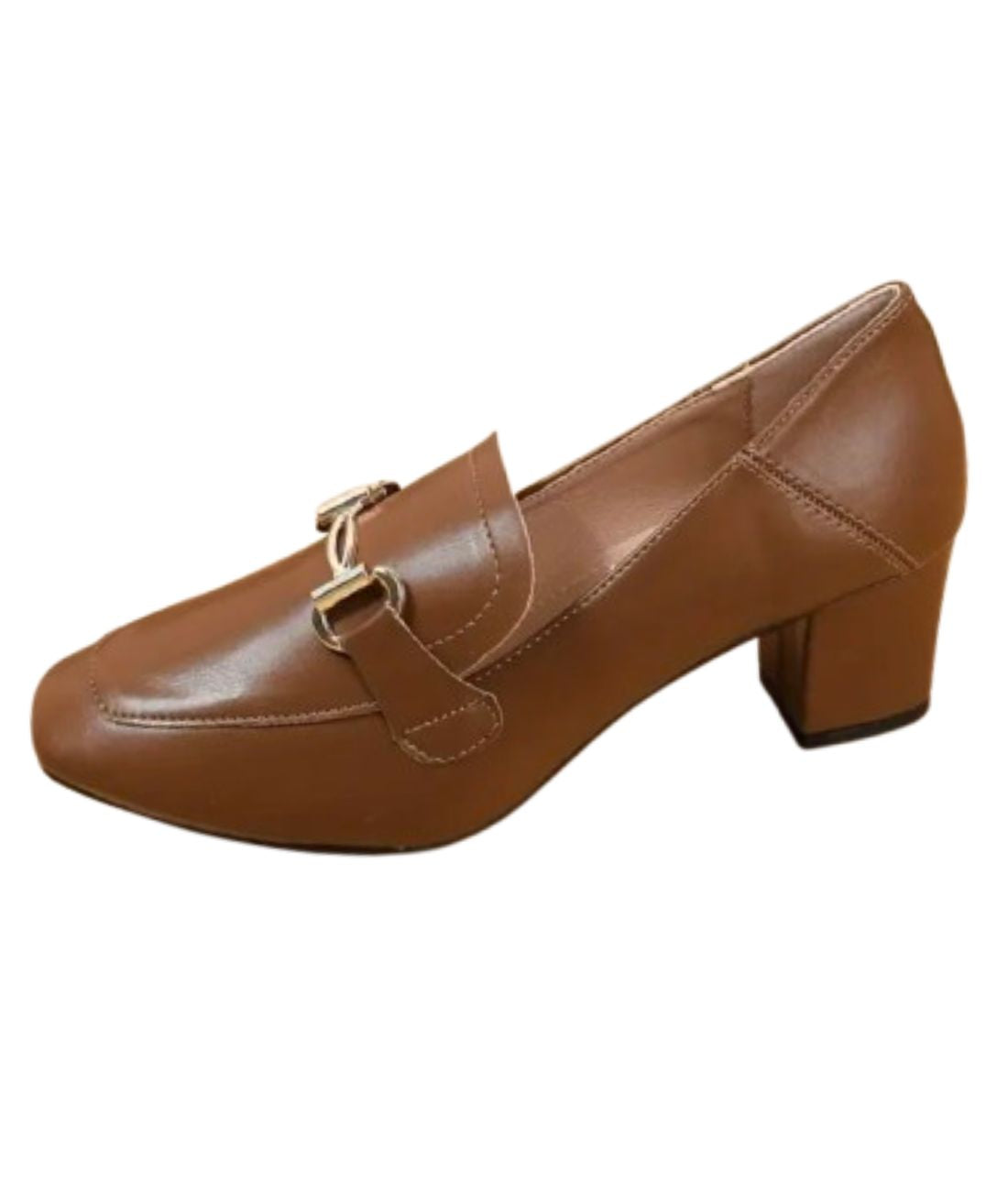 Women’s Heeled Patent Leather Loafers Coffee Brown