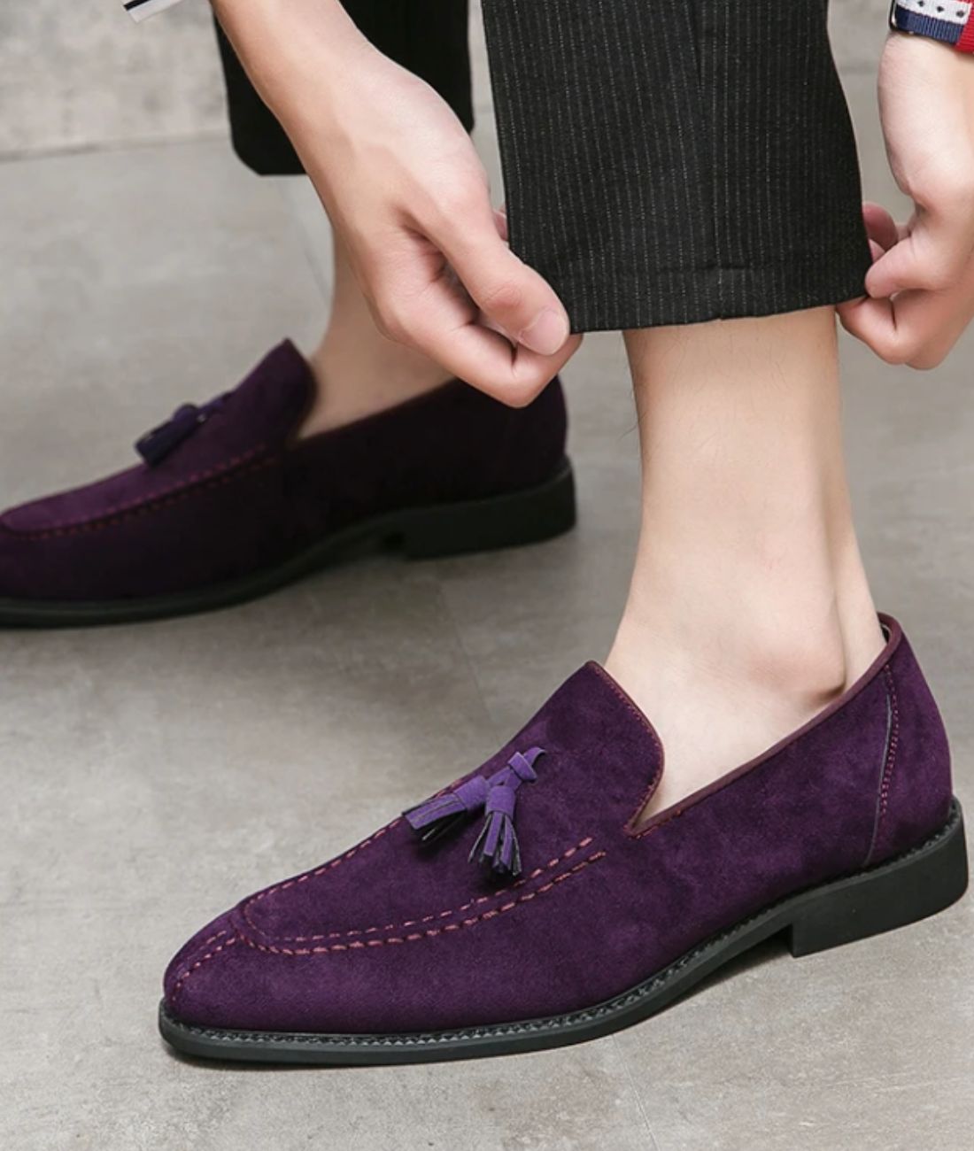 Men’s Tassel Suede Loafers Deep Purple