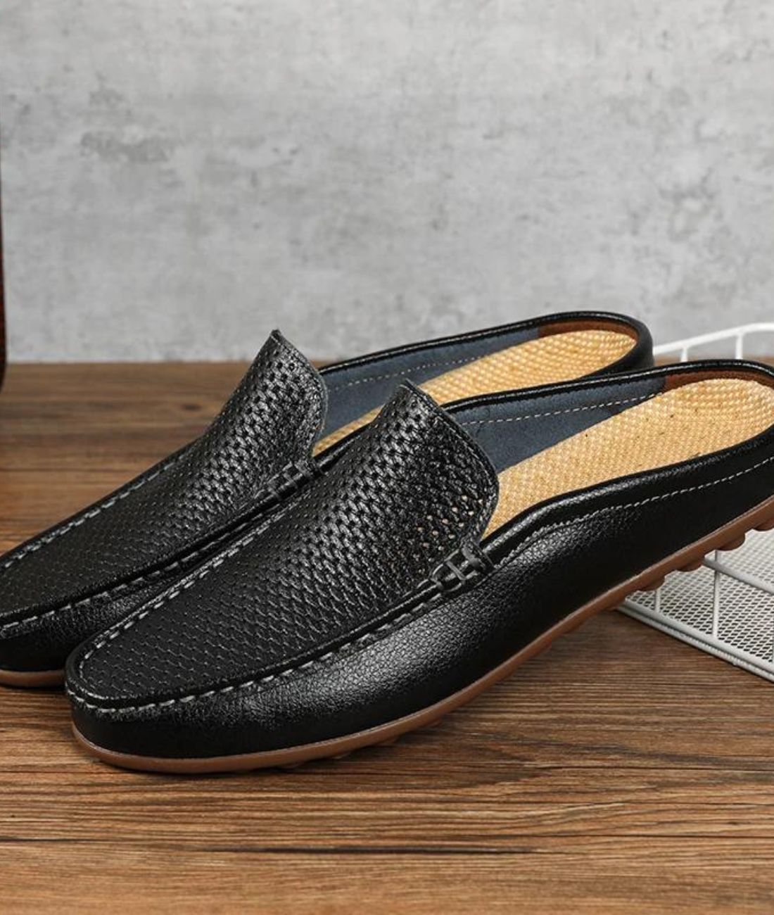 Men’s Mules Leather Loafers Deep Black