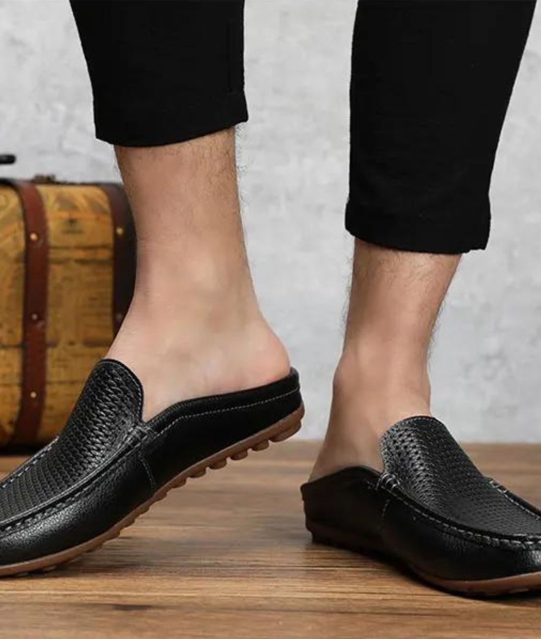 Men’s Mules Leather Loafers Deep Black