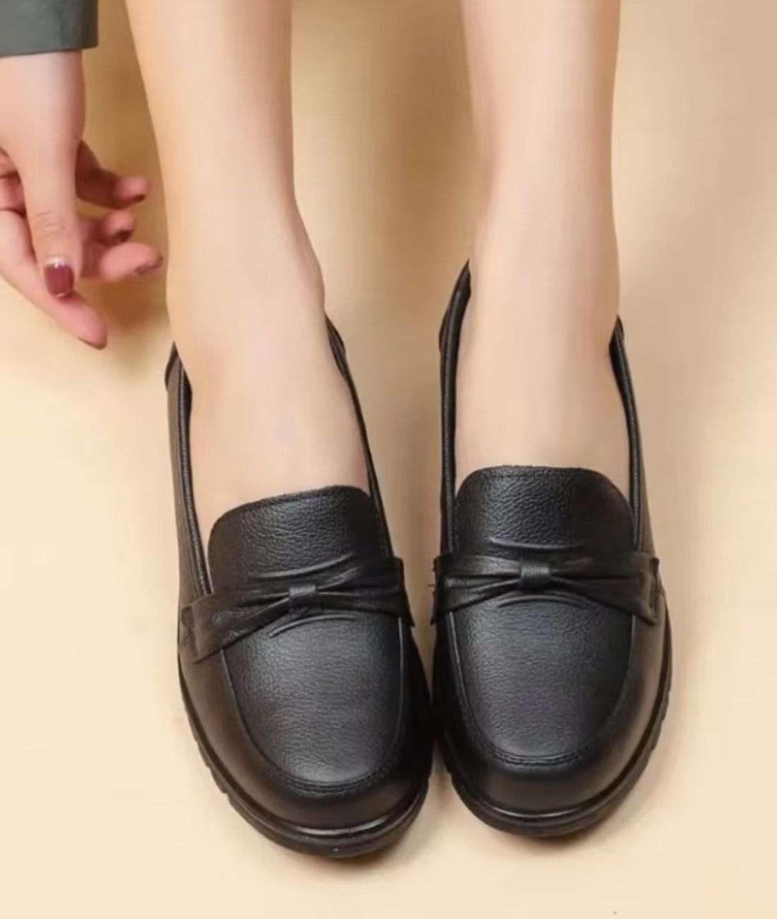 Women’s Slip On Leather Loafers Deep Black