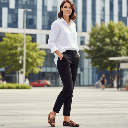 Leopard Print Leather Loafers for Women - Elegant & Comfortable