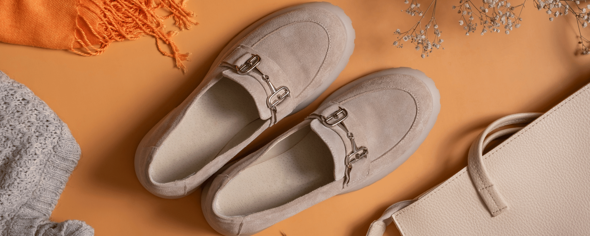 loafers women with orange background 